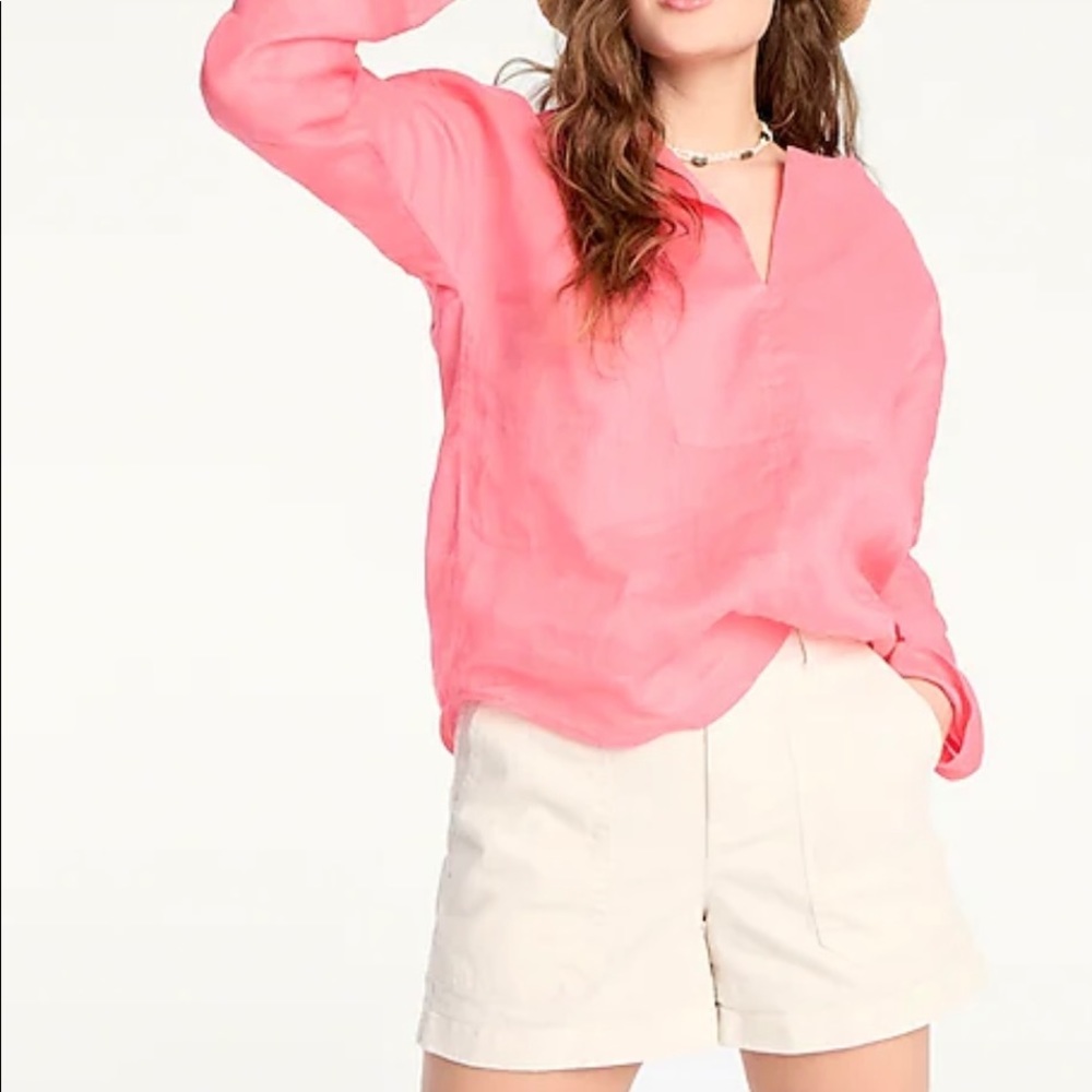 NWT J.Crew long-sleeve ramie tunic top, Color: Tea Rose, Size: XXS